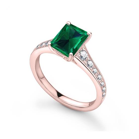 Fancy Emerald Green Radiant Diamond Shoulder Set Ring