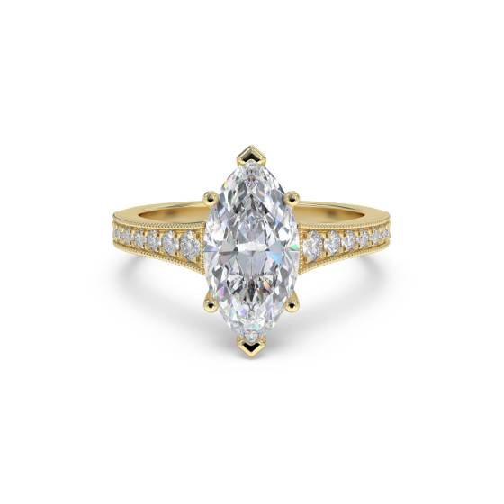 Marquise Diamond Milgrain Shoulder Set Ring