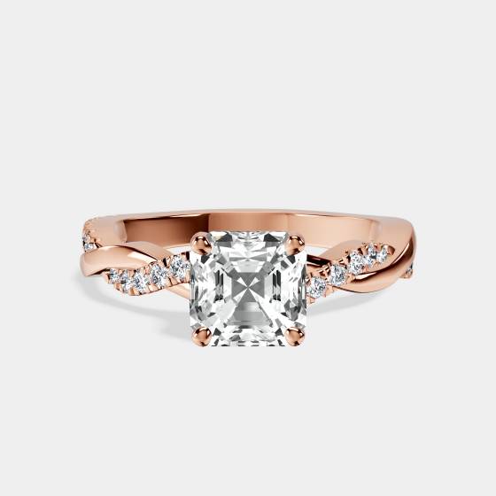 Infinity Twist Asscher Diamond Engagement Ring
