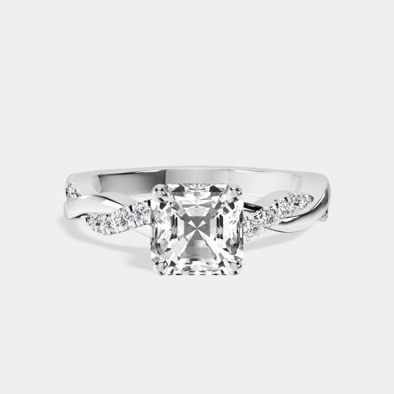 Infinity Twist Asscher Diamond Engagement Ring