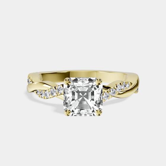Infinity Twist Asscher Diamond Engagement Ring