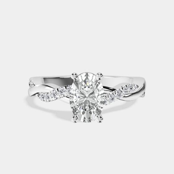 Infinity Twist Oval Diamond Engagement Ring