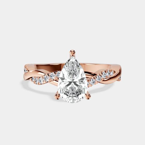 Infinity Twist Pear Diamond Engagement Ring