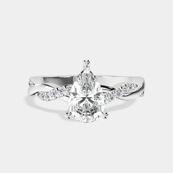 Infinity Twist Pear Diamond Engagement Ring