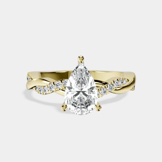 Infinity Twist Pear Diamond Engagement Ring