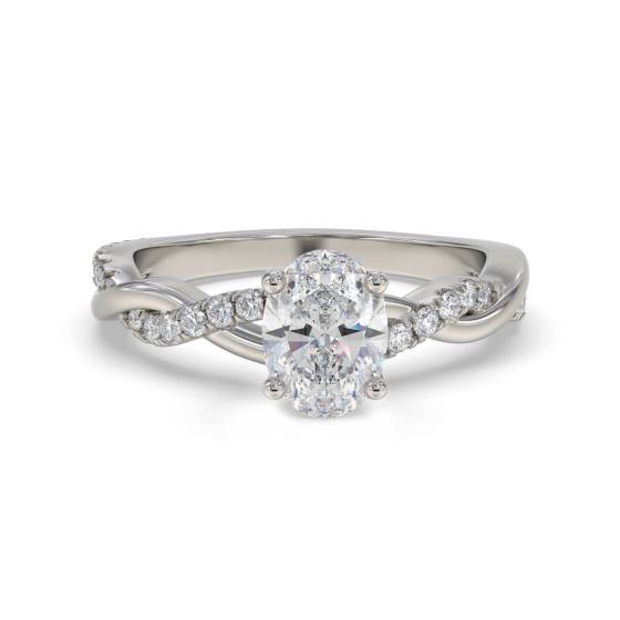 Infinity Twist Oval Diamond Engagement Ring