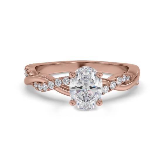 Infinity Twist Oval Diamond Engagement Ring