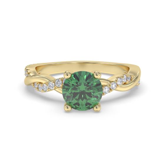 Round Emerald and Diamond Ring