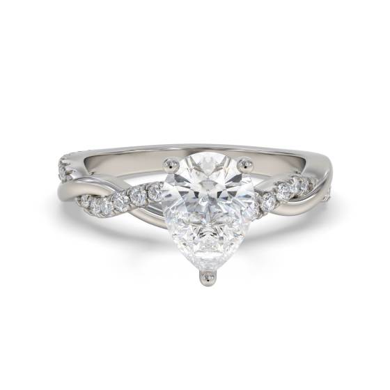 Infinity Twist Pear Diamond Engagement Ring