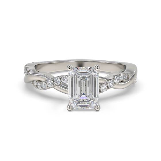 Infinity Twist Emerald Diamond Engagement Ring