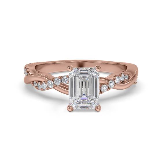 Infinity Twist Emerald Diamond Engagement Ring