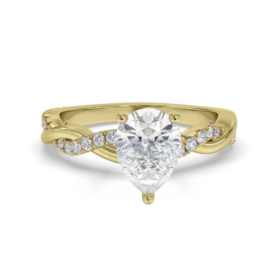Infinity Twist Pear Diamond Engagement Ring