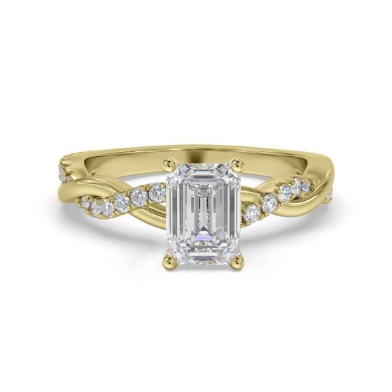 Infinity Twist Emerald Diamond Engagement Ring