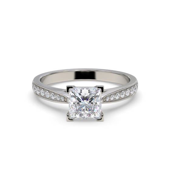 Princess Diamond Shoulder Set Ring