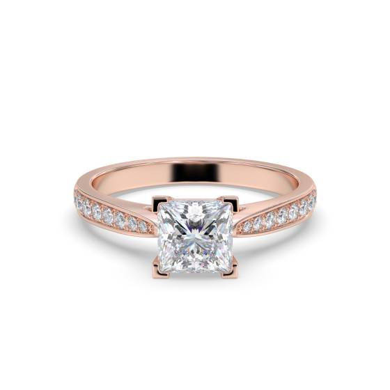 Princess Diamond Shoulder Set Ring