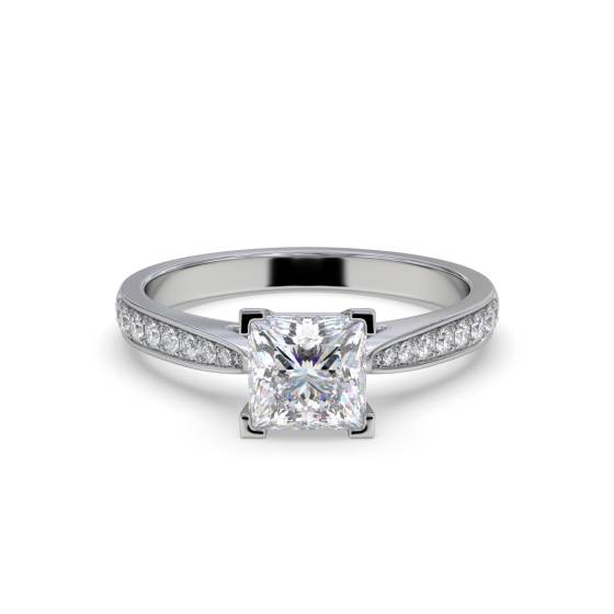 Princess Diamond Shoulder Set Ring
