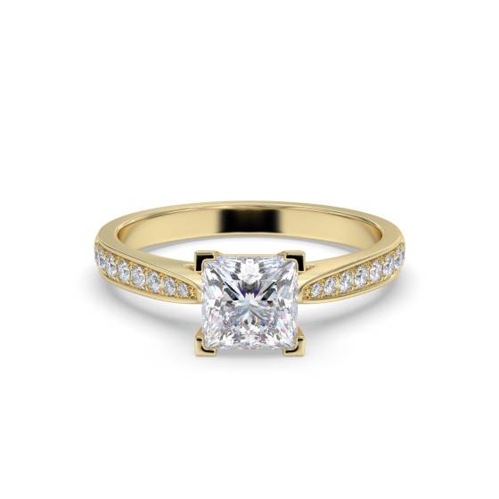 Princess Diamond Shoulder Set Ring