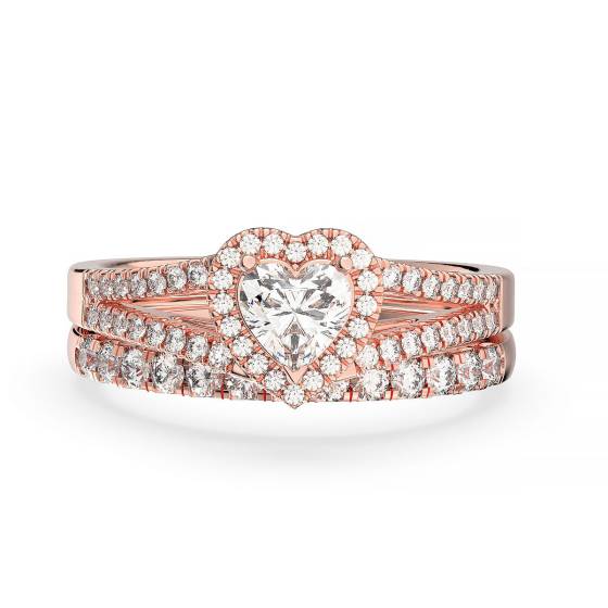 Heart  Diamond Halo Bridal Set