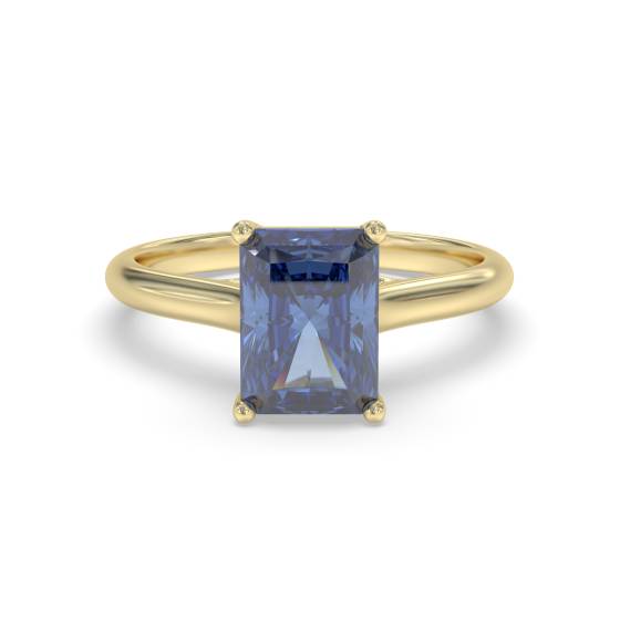 Fancy Blue Radiant Sapphire Diamond Solitaire Ring