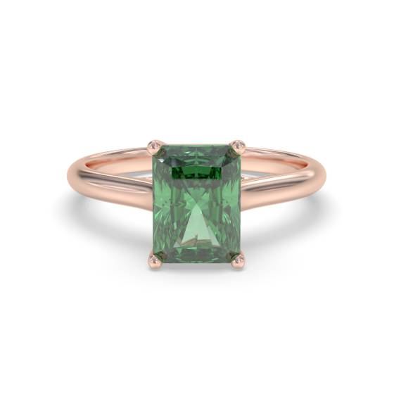 Fancy Emerald Green Radiant Diamond Solitaire Ring