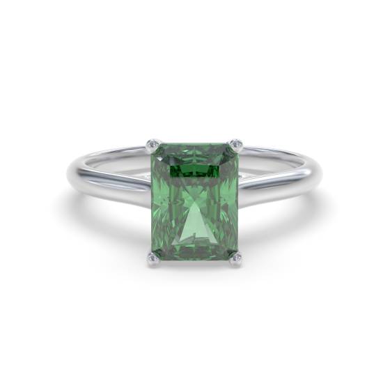 Fancy Emerald Green Radiant Diamond Solitaire Ring