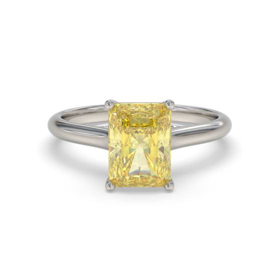 Elegant Fancy Yellow Radiant Diamond Engagement Ring