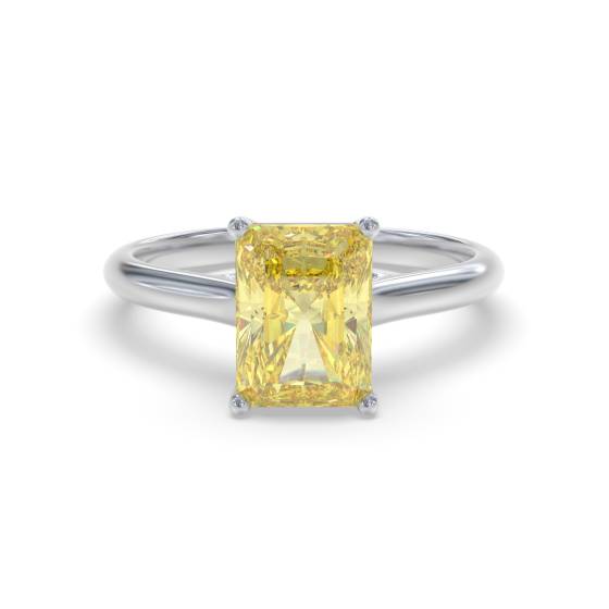 Elegant Fancy Yellow Radiant Diamond Engagement Ring