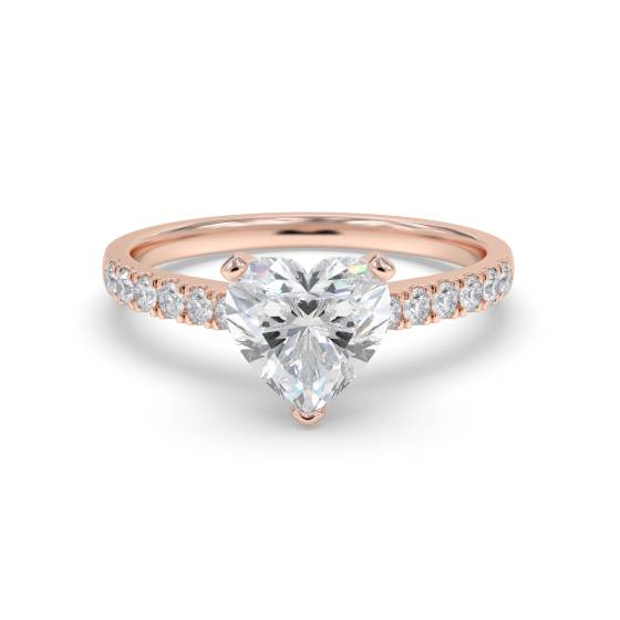 Modern Heart Diamond Shoulder Set Ring