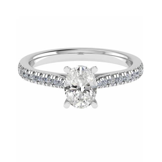 0.50ct Oval Diamond Shoulder Set Ring