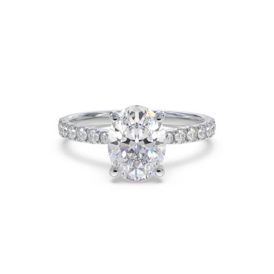 Oval Diamond Shoulder Set Ring