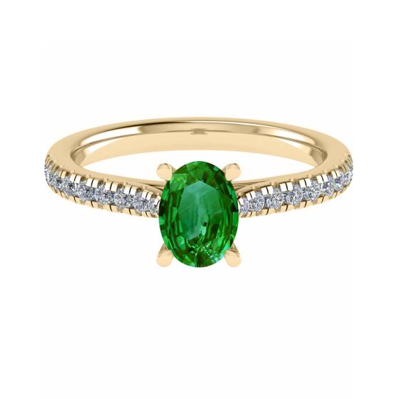 Fancy Emerald Green Oval Diamond Shoulder Set Ring