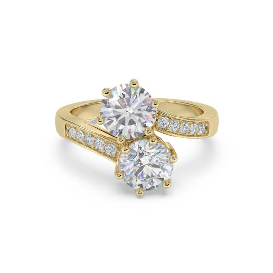Two Stone Round Diamond Shoulder Set Ring