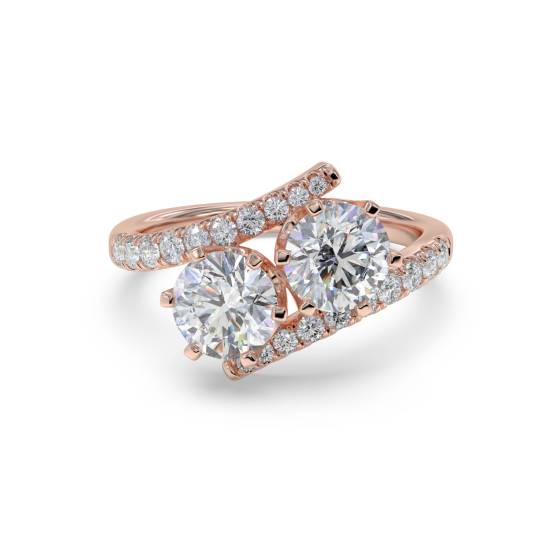 Two Stone Round Diamond Shoulder Set Ring