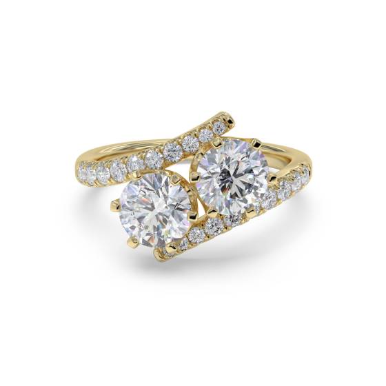 Two Stone Round Diamond Shoulder Set Ring