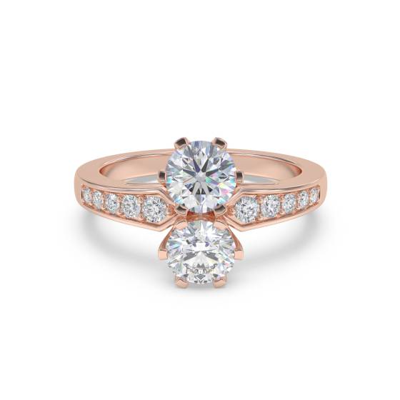 Two Stone Round Diamond Shoulder Set Ring