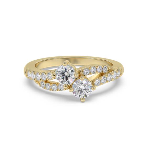 Two Stone Round Diamond Shoulder Set Ring