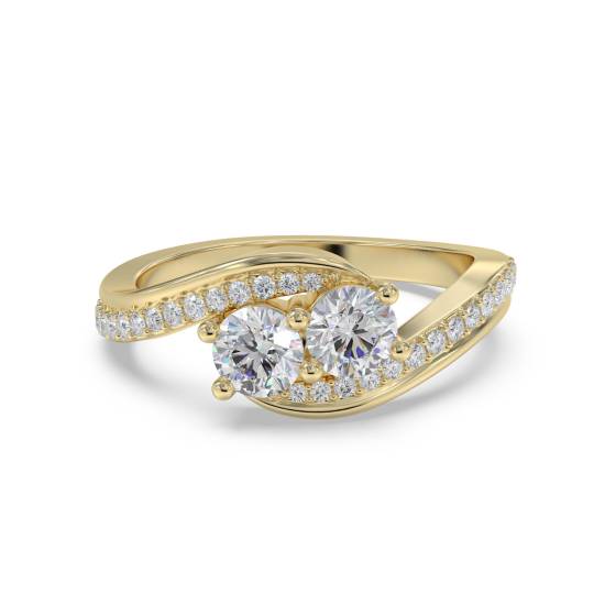 Two Stone Round Diamond Shoulder Set Ring