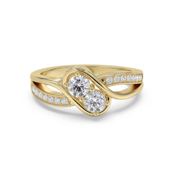Two Stone Round Diamond Shoulder Set Ring