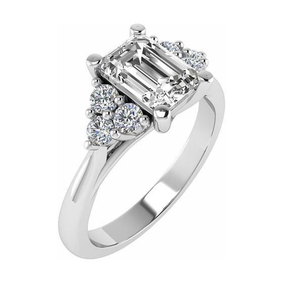 Emerald Diamond Shoulder Set Ring