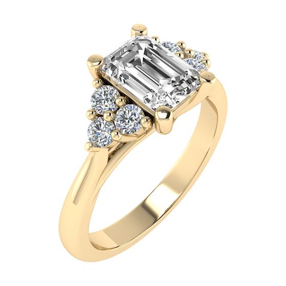 Emerald Diamond Shoulder Set Ring