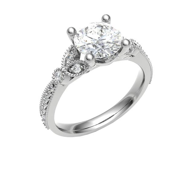 Round Diamond Shoulder Set Ring
