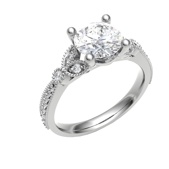 Round Diamond Shoulder Set Ring