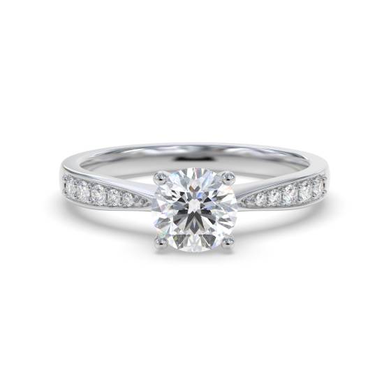 Round Shoulder Set Diamond Engagement Ring