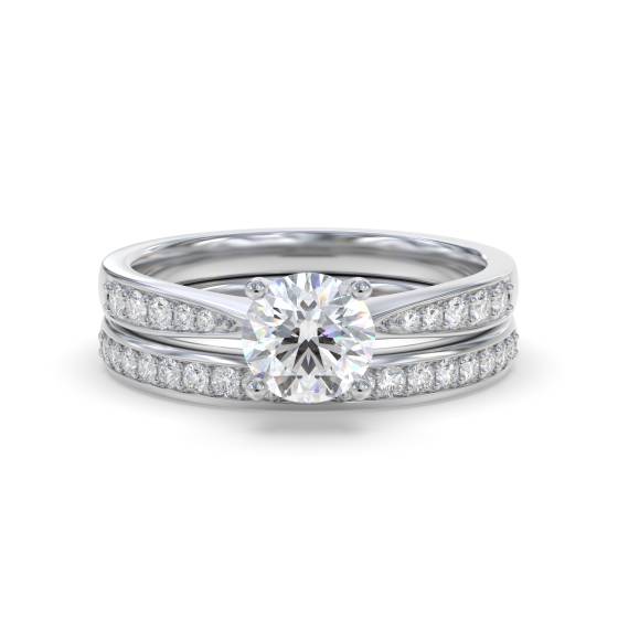 Round Diamond Shoulder Set Bridal Set