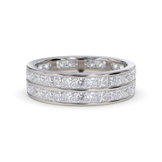 Two Row Princess Cut Diamond Full Eternity Ring
