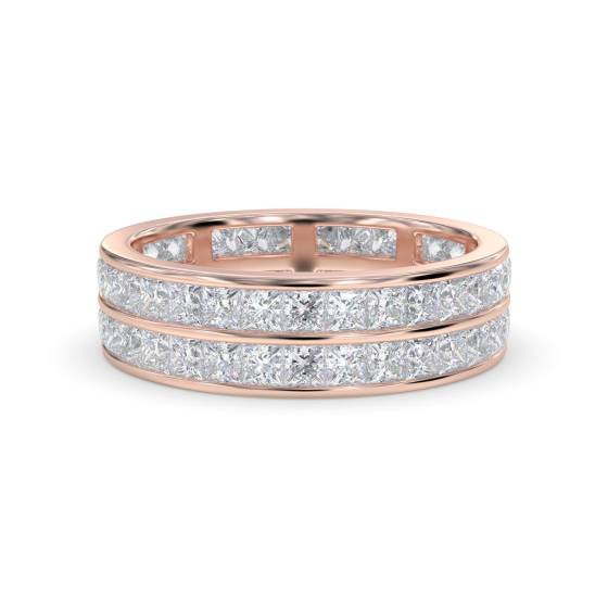 Two Row Princess Cut Diamond Full Eternity Ring