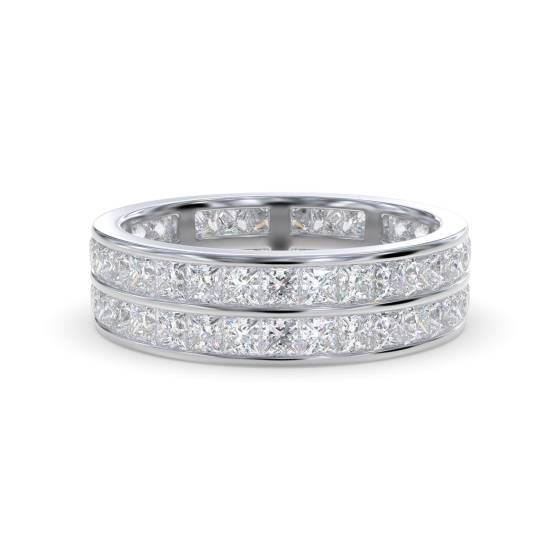 Two Row Princess Cut Diamond Full Eternity Ring