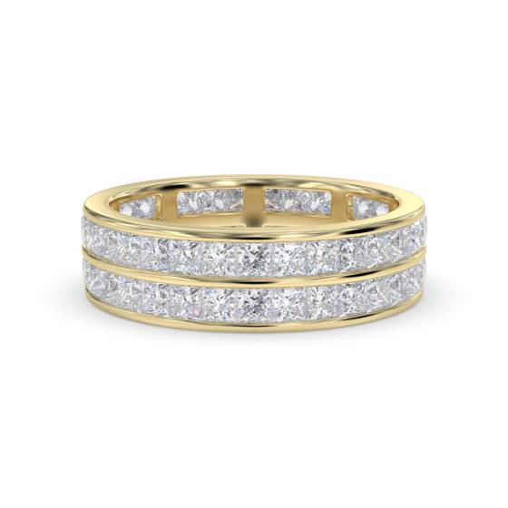 Two Row Princess Cut Diamond Full Eternity Ring