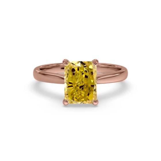 Elegant Fancy Yellow Radiant Diamond Engagement Ring