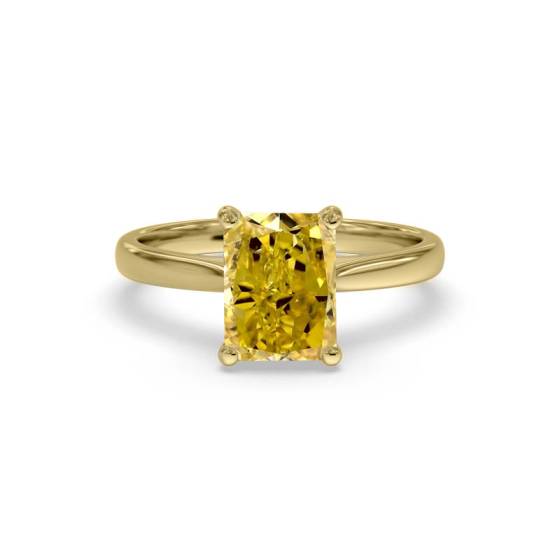 Elegant Fancy Yellow Radiant Diamond Engagement Ring